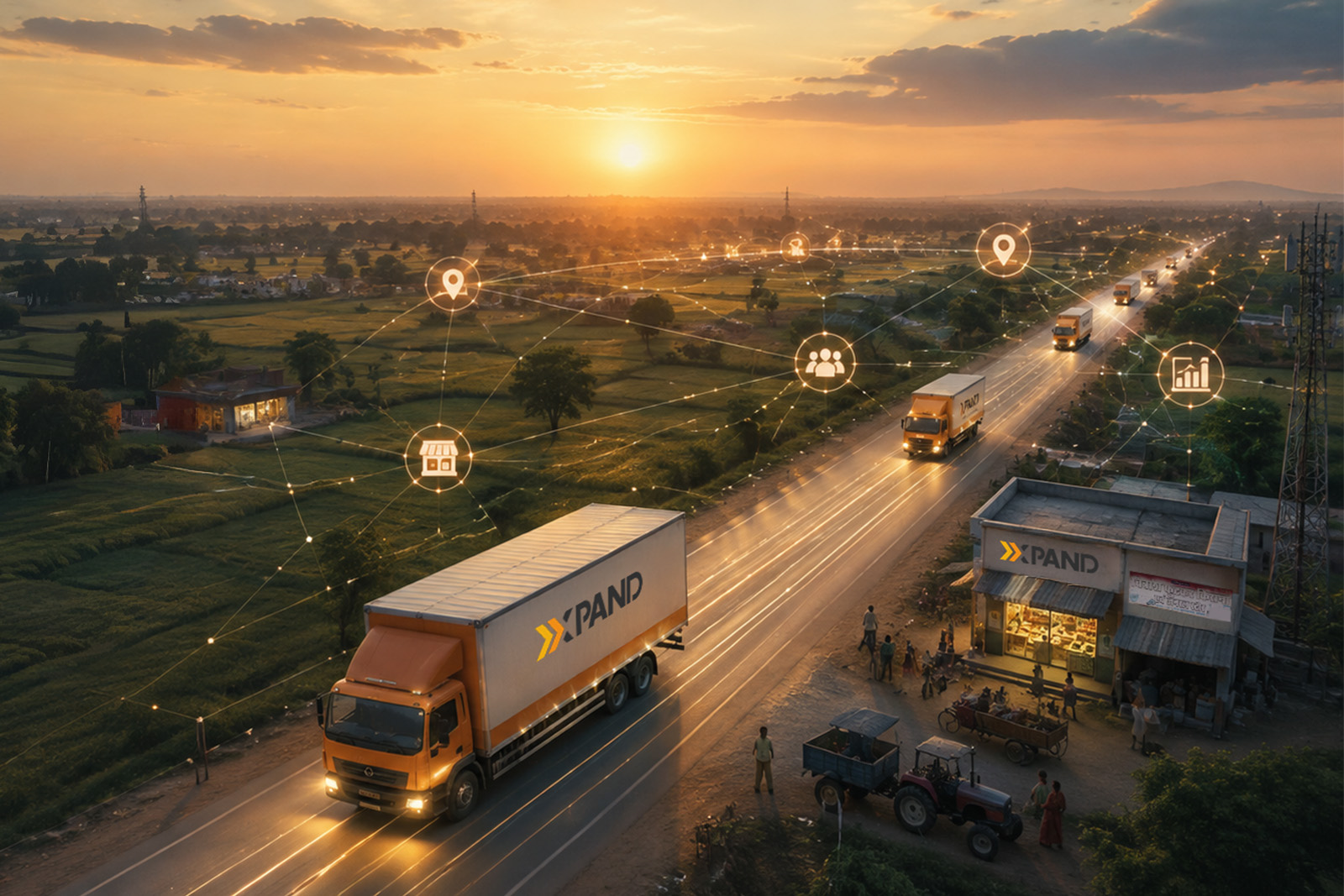 XPAND delivery truck connecting rural villages across Bharat